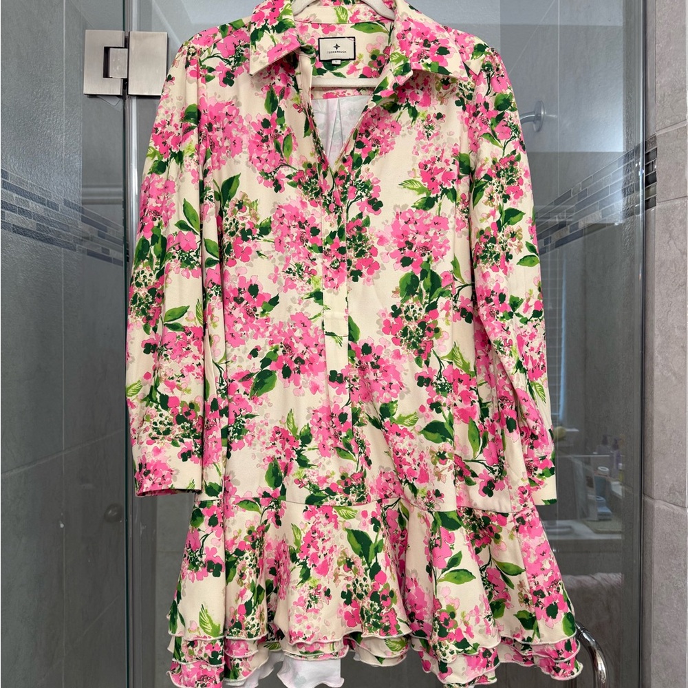 Tuckernuck Pink and Green Floral Shirt
